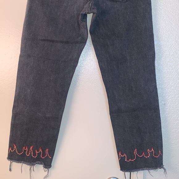 Top Shop High Waist Straight Leg Cut-Off Denim - Picture 10 of 15